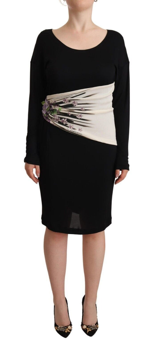 Roberto Cavalli Black Silver Sheath Knee Length Women's Dress