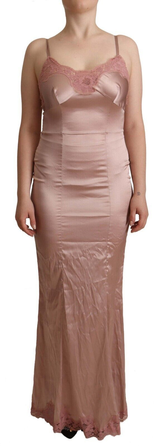 Dolce & Gabbana Pink Lace Long Bodycon Maxi Polyester Women's Dress