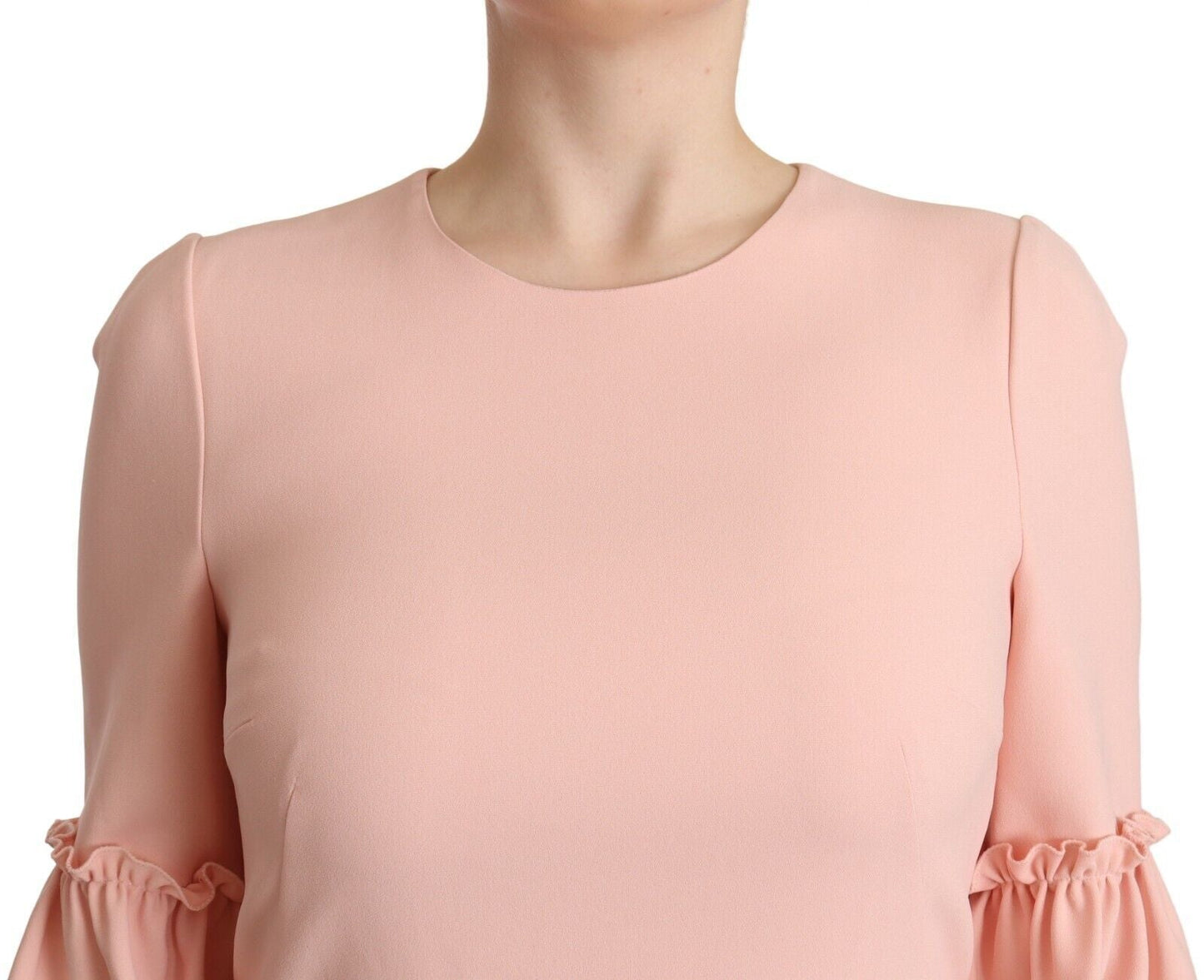 Dolce & Gabbana Pink Ruffled Sleeves Viscose Sheath Women's Dress