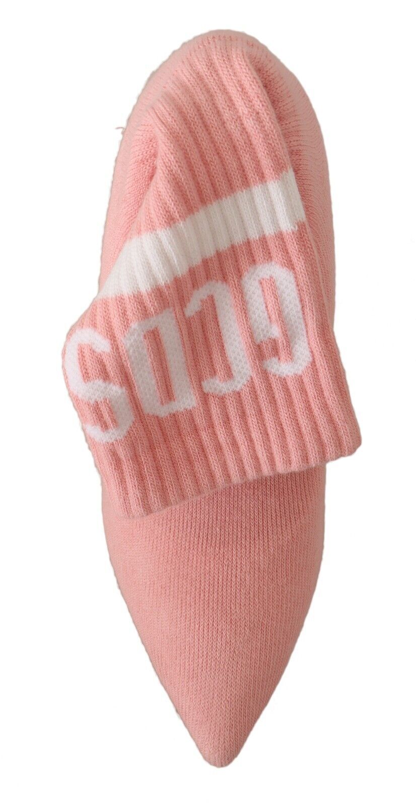 GCDS Pink Suede Logo Socks Block Heel Ankle Boots Women's Shoes