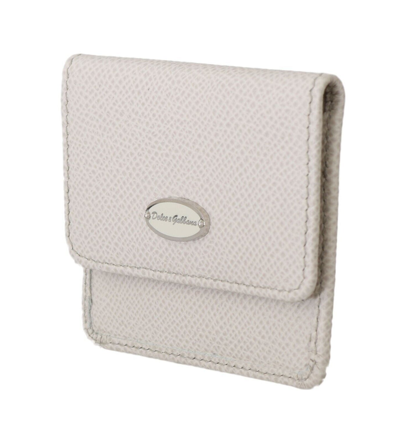 Dolce & Gabbana White Dauphine Leather Holder Pocket Wallet Condom Men's Case