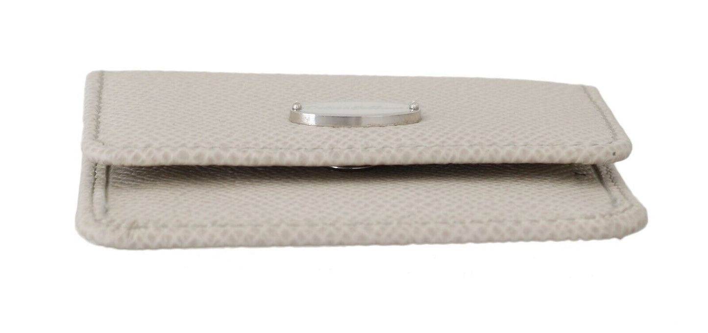 Dolce & Gabbana White Dauphine Leather Holder Pocket Wallet Condom Men's Case