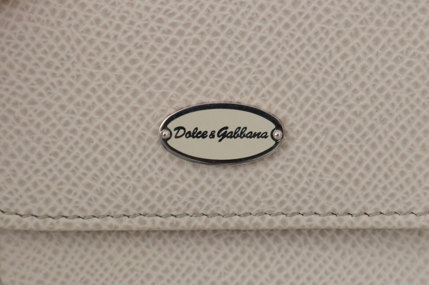 Dolce & Gabbana White Dauphine Leather Holder Pocket Wallet Condom Men's Case