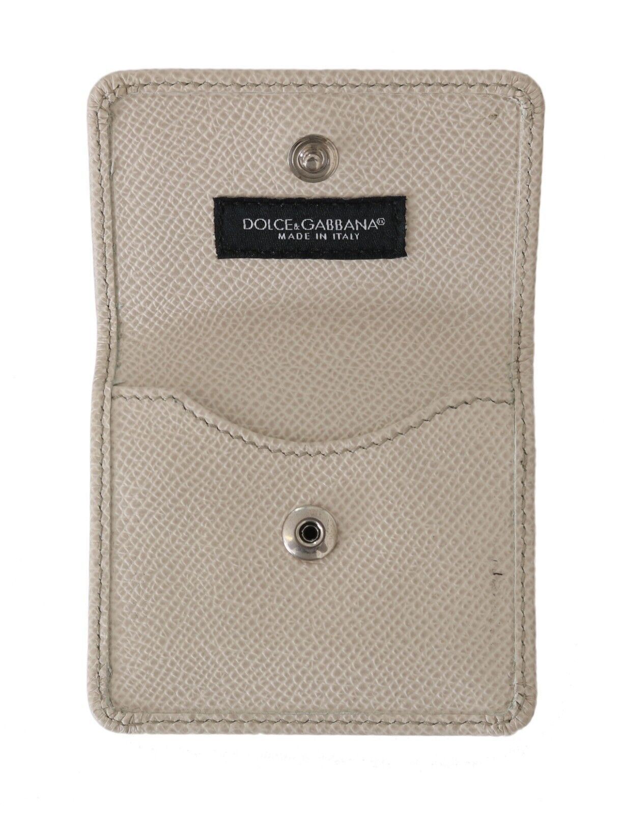 Dolce & Gabbana White Dauphine Leather Holder Pocket Wallet Condom Men's Case