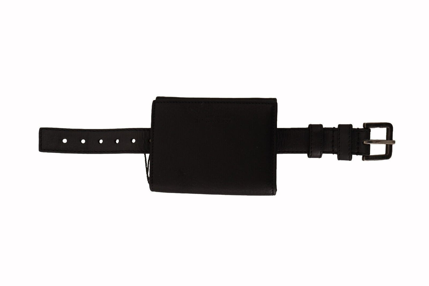Dolce & Gabbana Black Leather Trifold Purse Belt Strap Multi Kit Men's Wallet