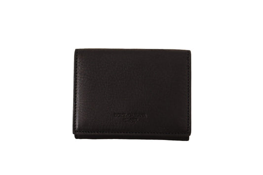 Dolce & Gabbana Black Leather Trifold Purse Belt Strap Multi Kit Men's Wallet