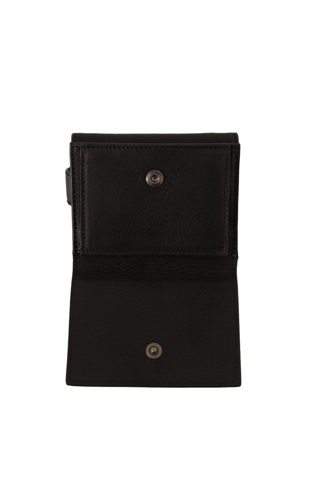 Dolce & Gabbana Black Leather Trifold Purse Belt Strap Multi Kit Men's Wallet