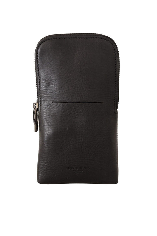 Dolce & Gabbana Black Leather Purse Double Belt Strap Multi Kit Men's Wallet