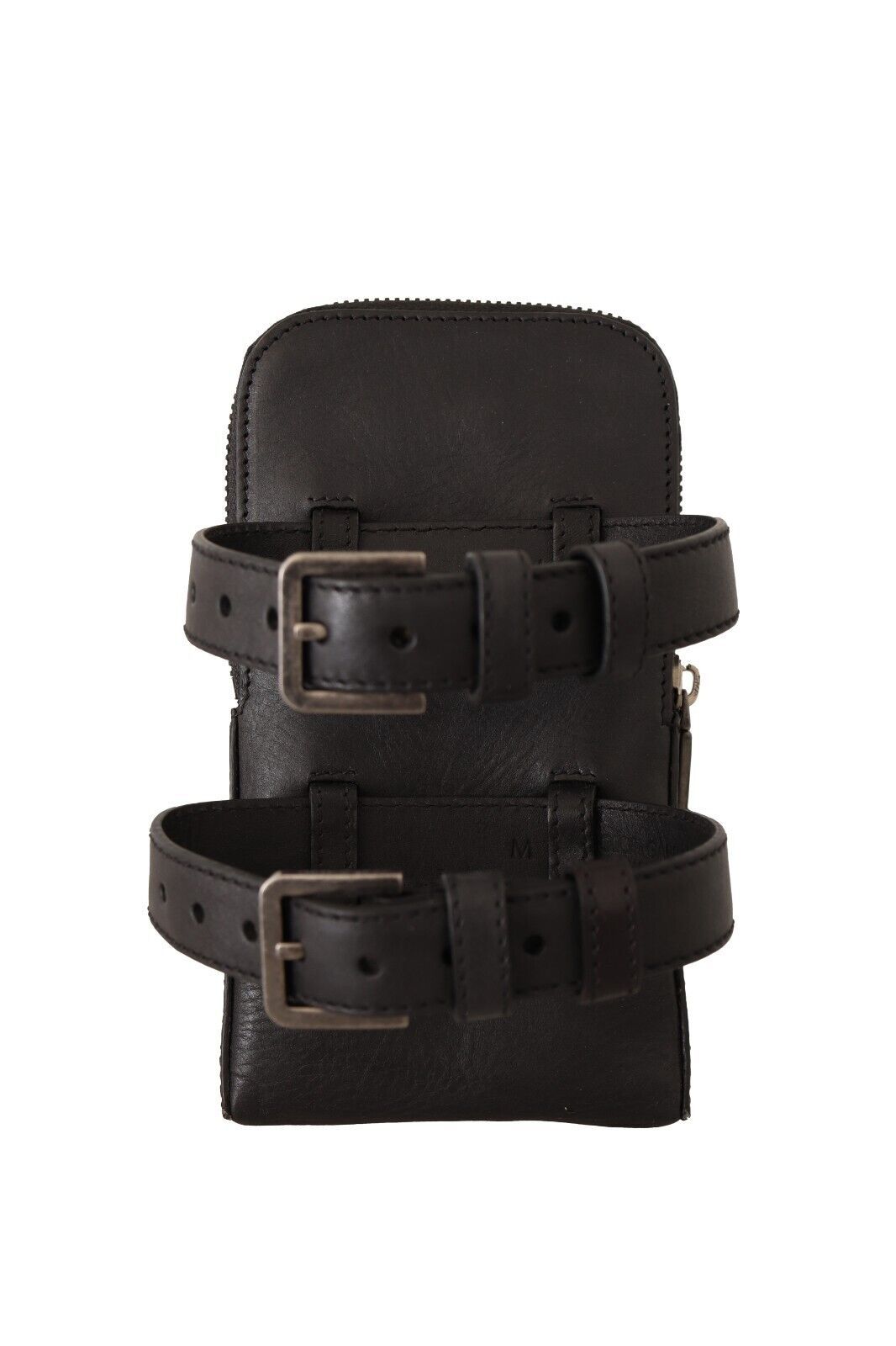 Dolce & Gabbana Black Leather Purse Double Belt Strap Multi Kit Men's Wallet