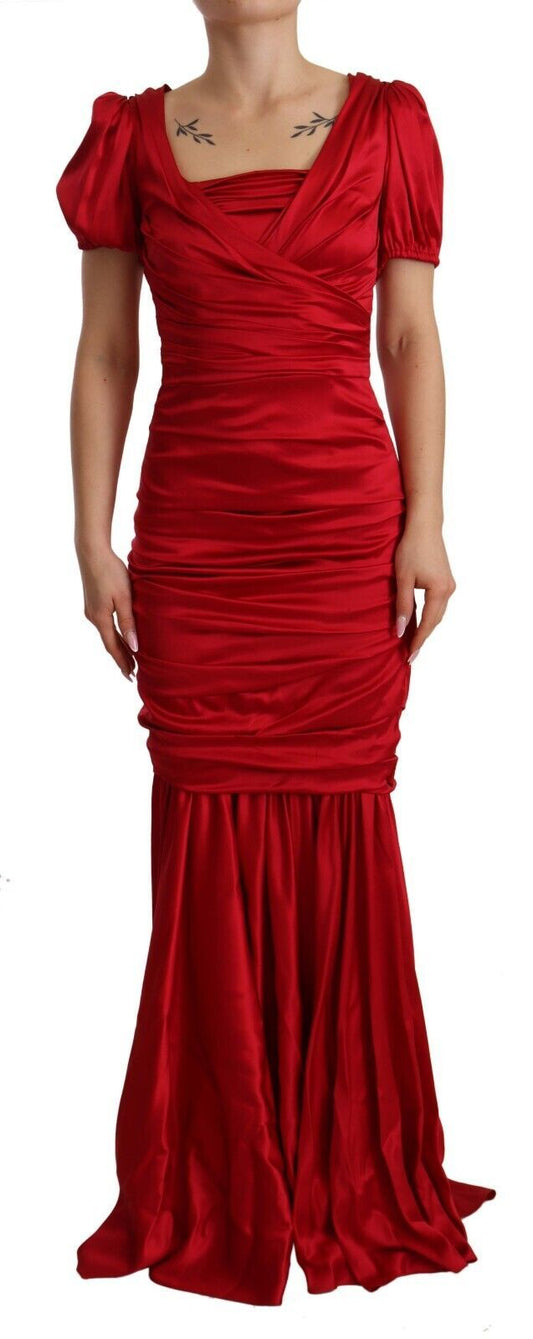 Dolce & Gabbana Red Silk Stretch Sheath Mermaid Gown Women's Dress