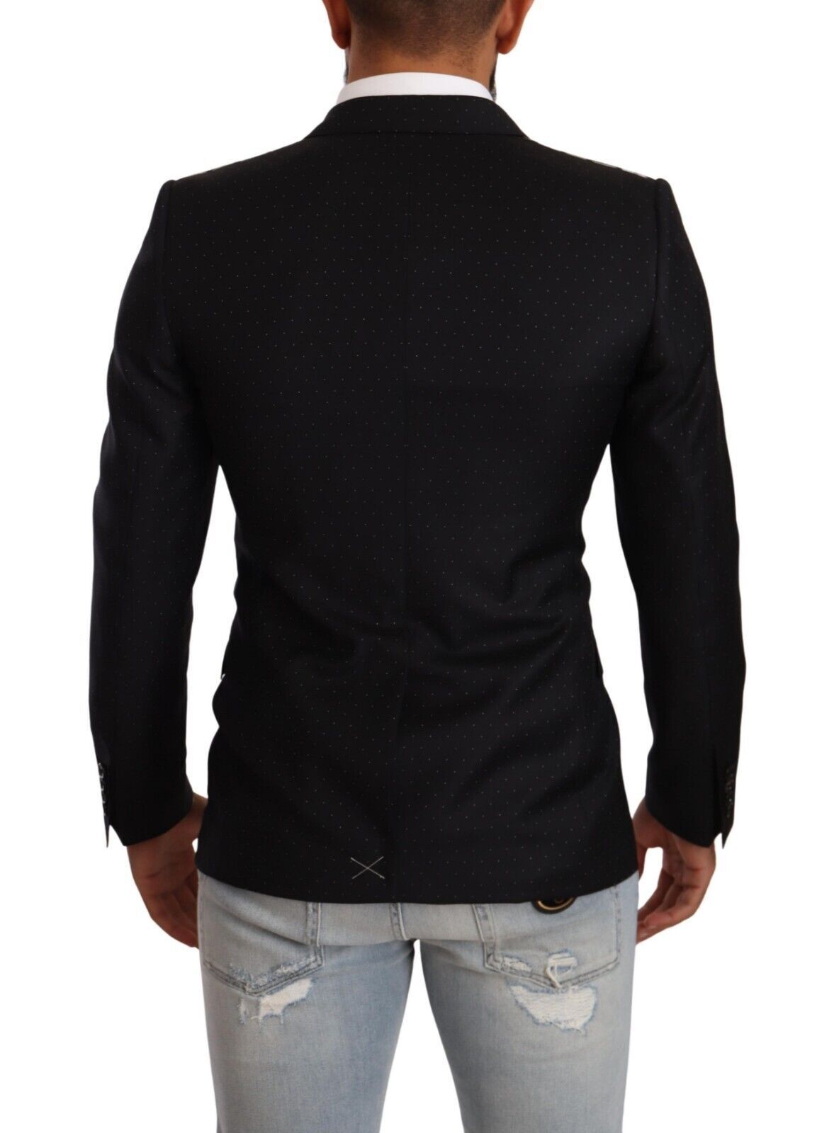 Dolce & Gabbana Black Dotted Double Breasted MARTINI Men's Jacket