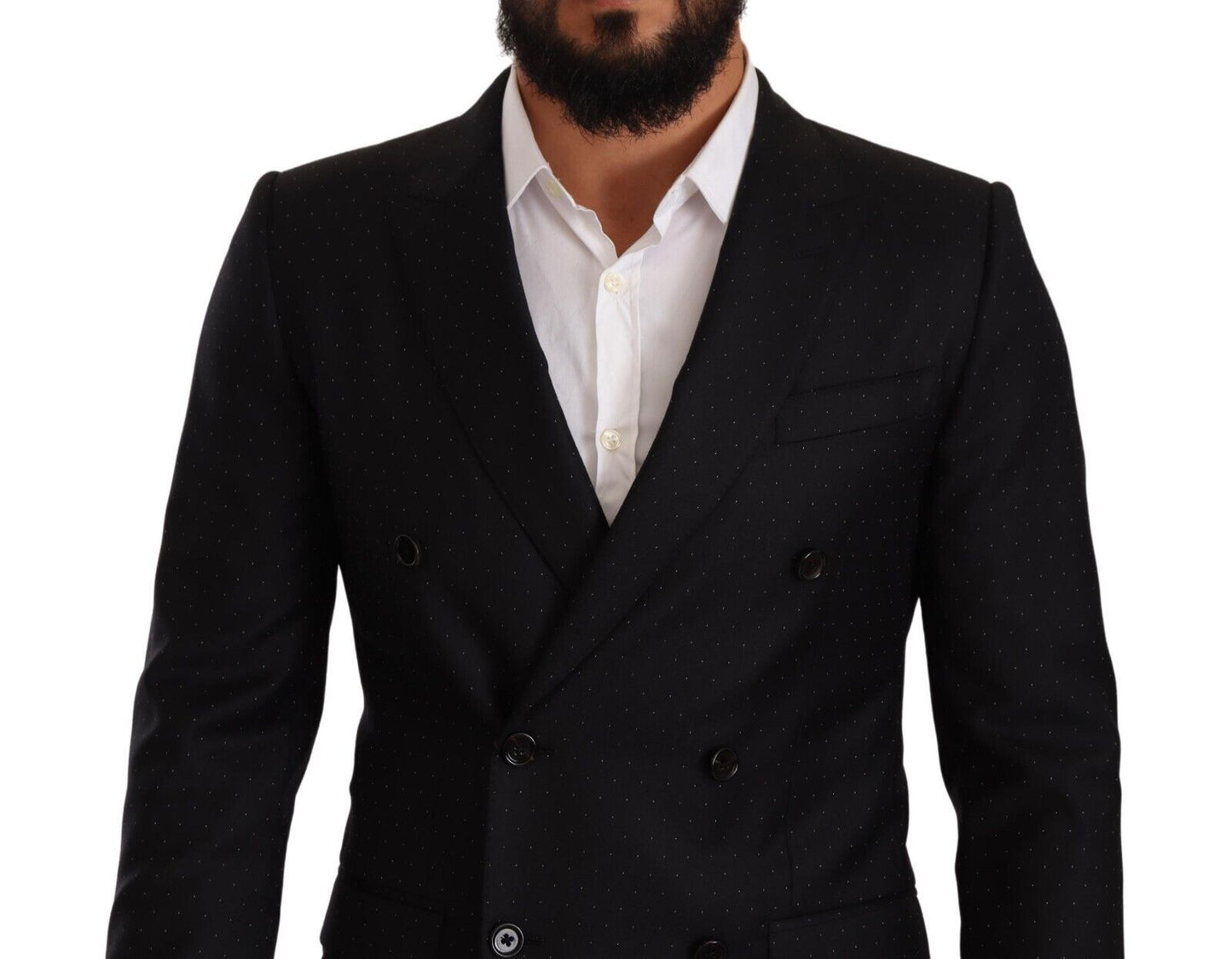 Dolce & Gabbana Black Dotted Double Breasted MARTINI Men's Jacket