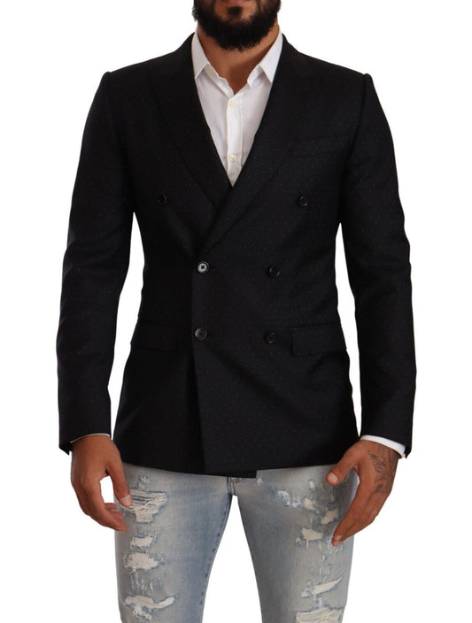 Dolce & Gabbana Black Dotted Double Breasted MARTINI Men's Jacket