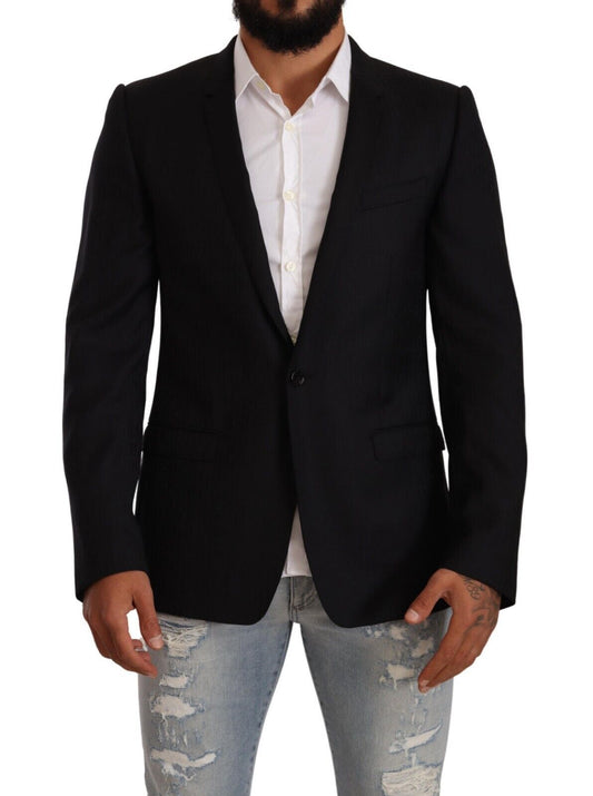 Dolce & Gabbana Black Wool Single Breasted Suit GOLD Men's Jacket
