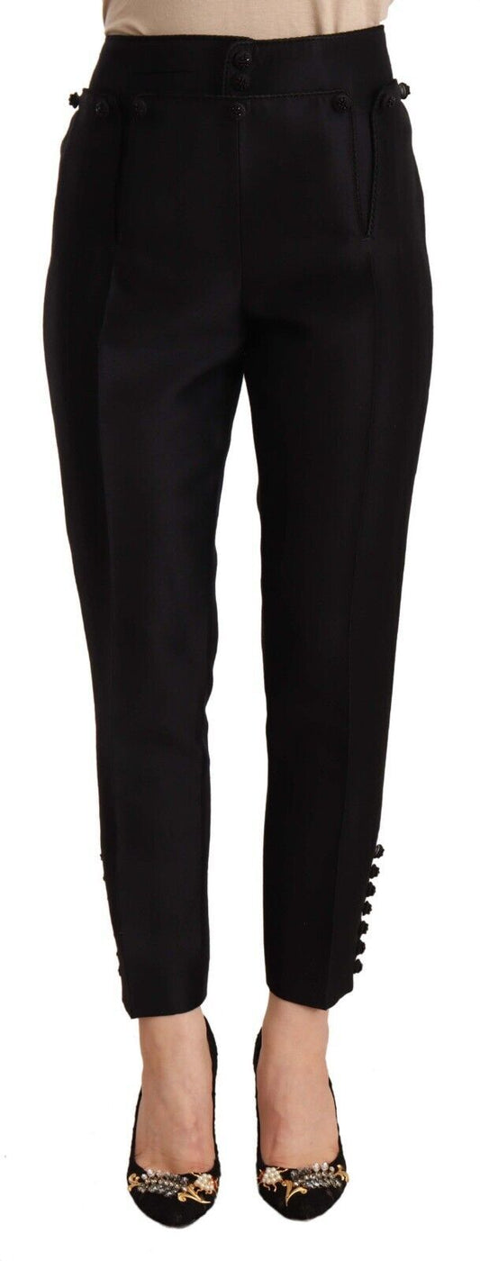 Dsquared�� Black Button Embellished Cropped High Waist Women's Pants