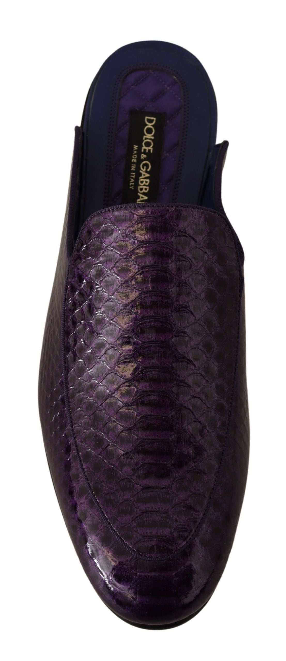 Dolce & Gabbana Purple Exotic Leather Flats Slides Men's Shoes