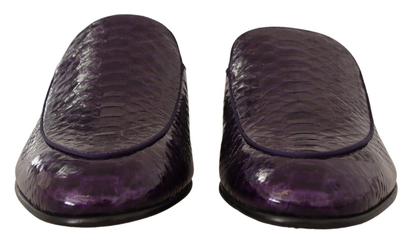 Dolce & Gabbana Purple Exotic Leather Flats Slides Men's Shoes