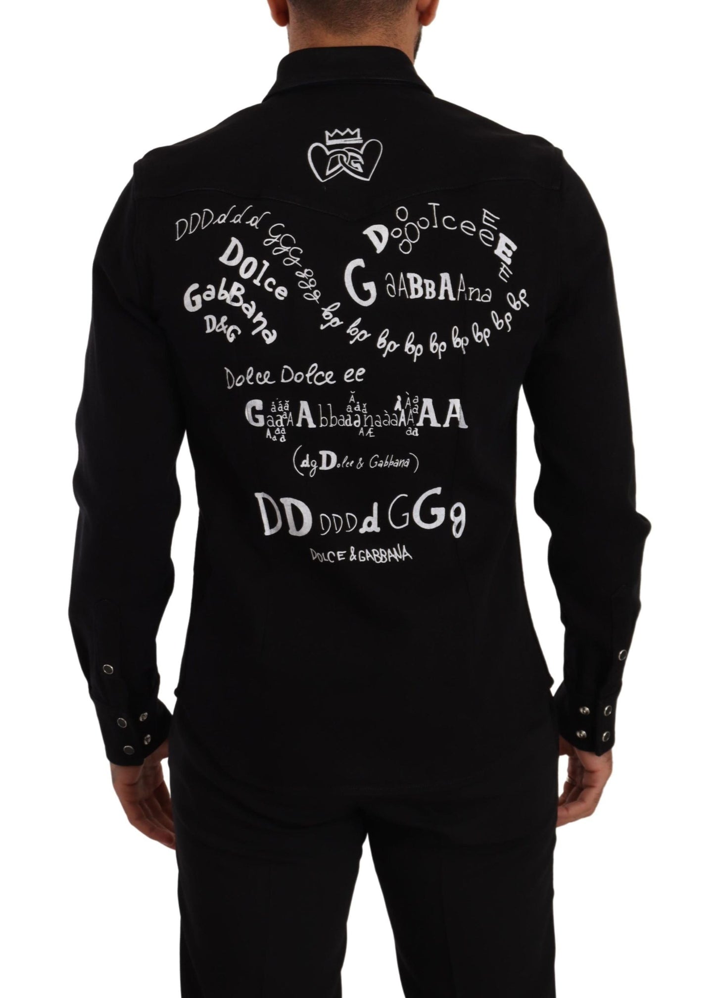 Dolce & Gabbana Black Slim Cotton Denim Stretch Men's Shirt