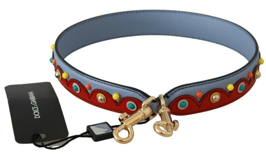 Dolce & Gabbana Blue and red Shoulder Strap Leather Blue Handbag Men's Accessory
