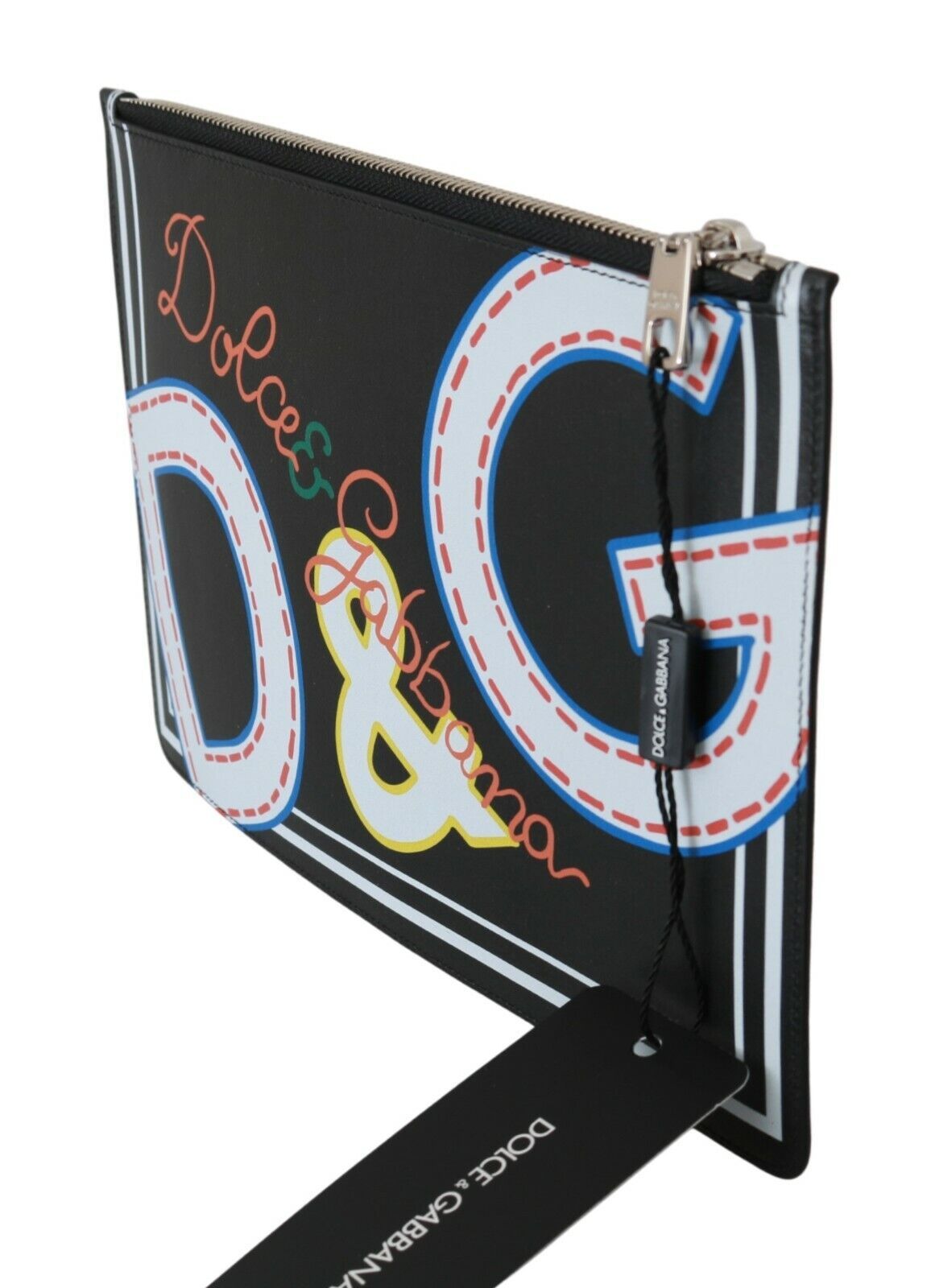 Dolce & Gabbana Black DG Print Mens Zipper Coin Purse Leather Men's Wallet