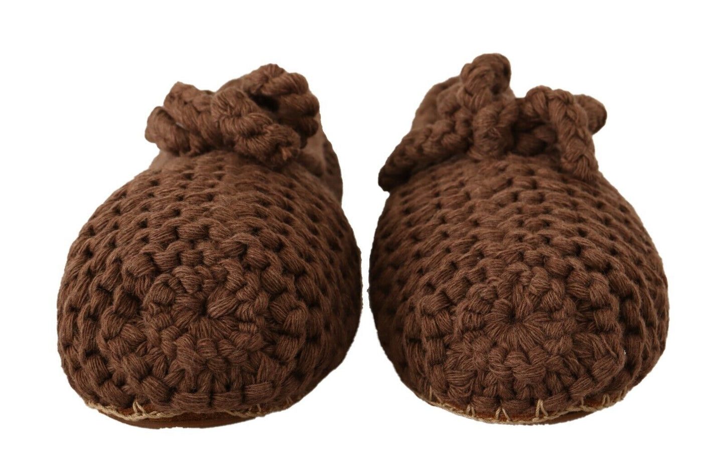 Dolce & Gabbana Brown Slip On Ballerina Flats Wool Knit Women's Shoes