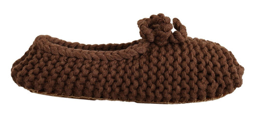 Dolce & Gabbana Brown Slip On Ballerina Flats Wool Knit Women's Shoes