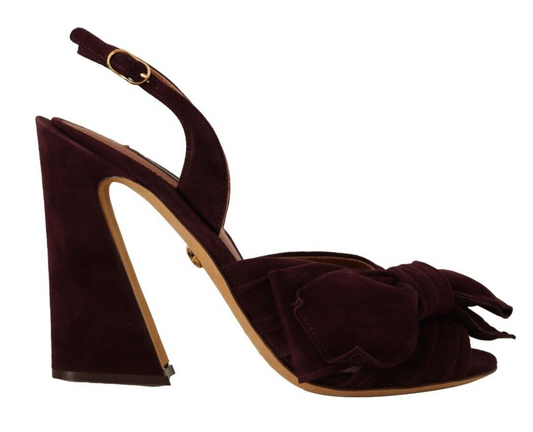 Dolce & Gabbana Dark Purple Suede Ankle Strap Sandals Women's Shoes