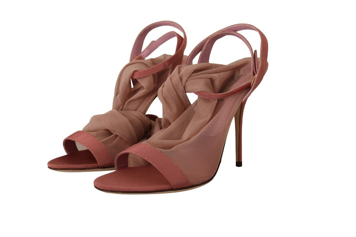 Dolce & Gabbana Pink Tulle Stretch Ankle Strap Sandals Women's Shoes