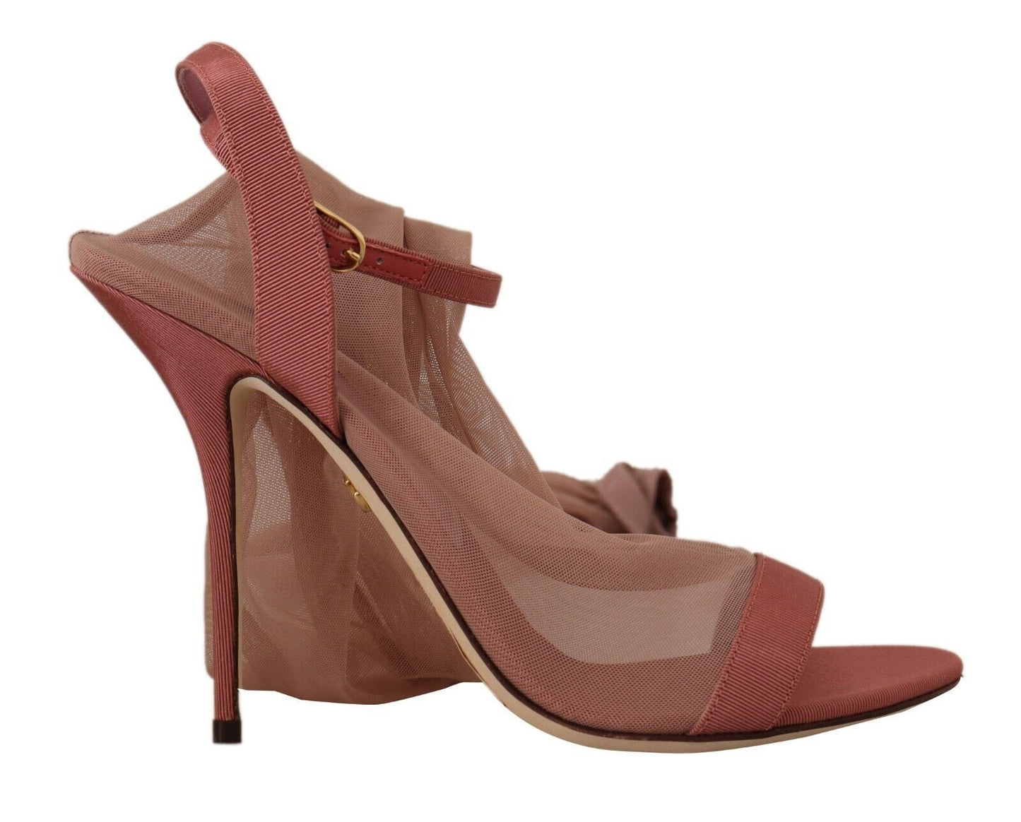 Dolce & Gabbana Pink Tulle Stretch Ankle Strap Sandals Women's Shoes