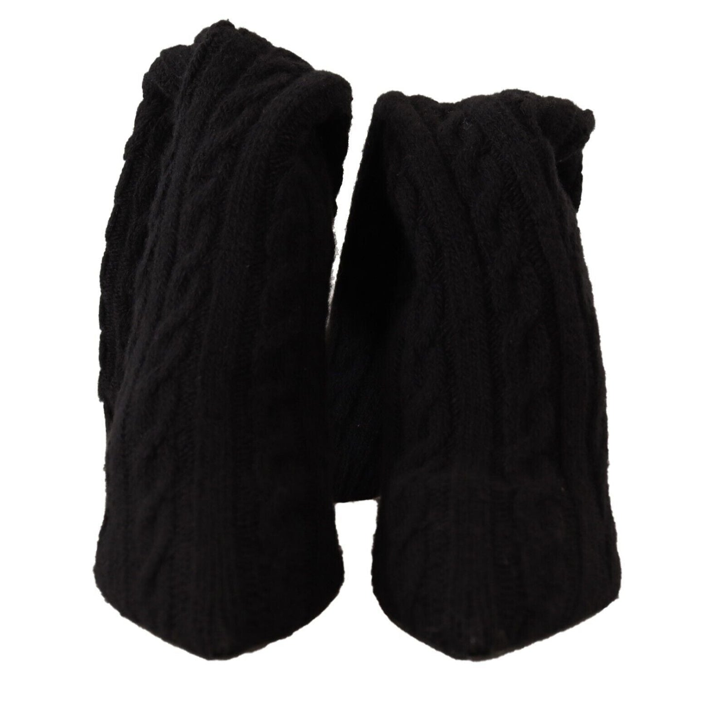 Dolce & Gabbana Black Stretch Socks Knee High Booties Women's Shoes