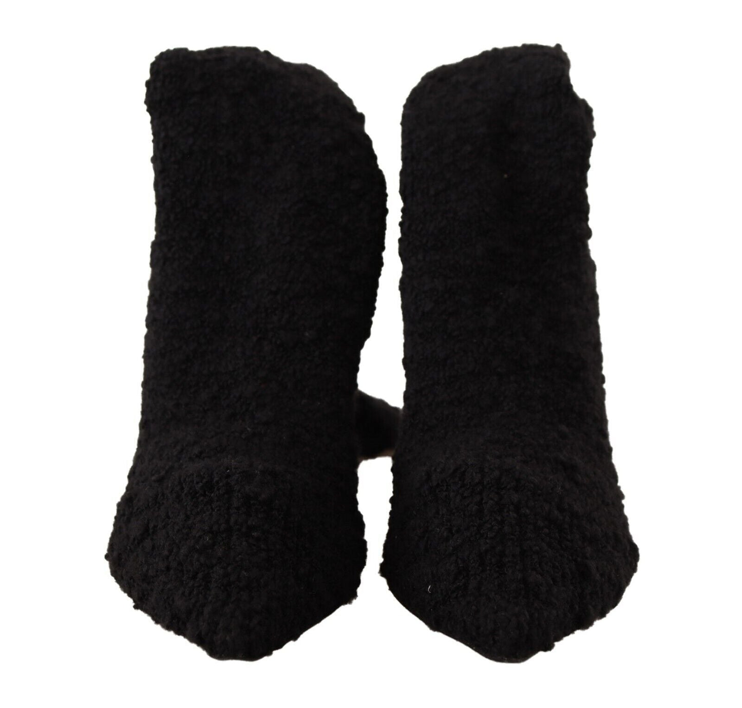 Dolce & Gabbana Black Stretch Socks Knee High Booties Women's Shoes