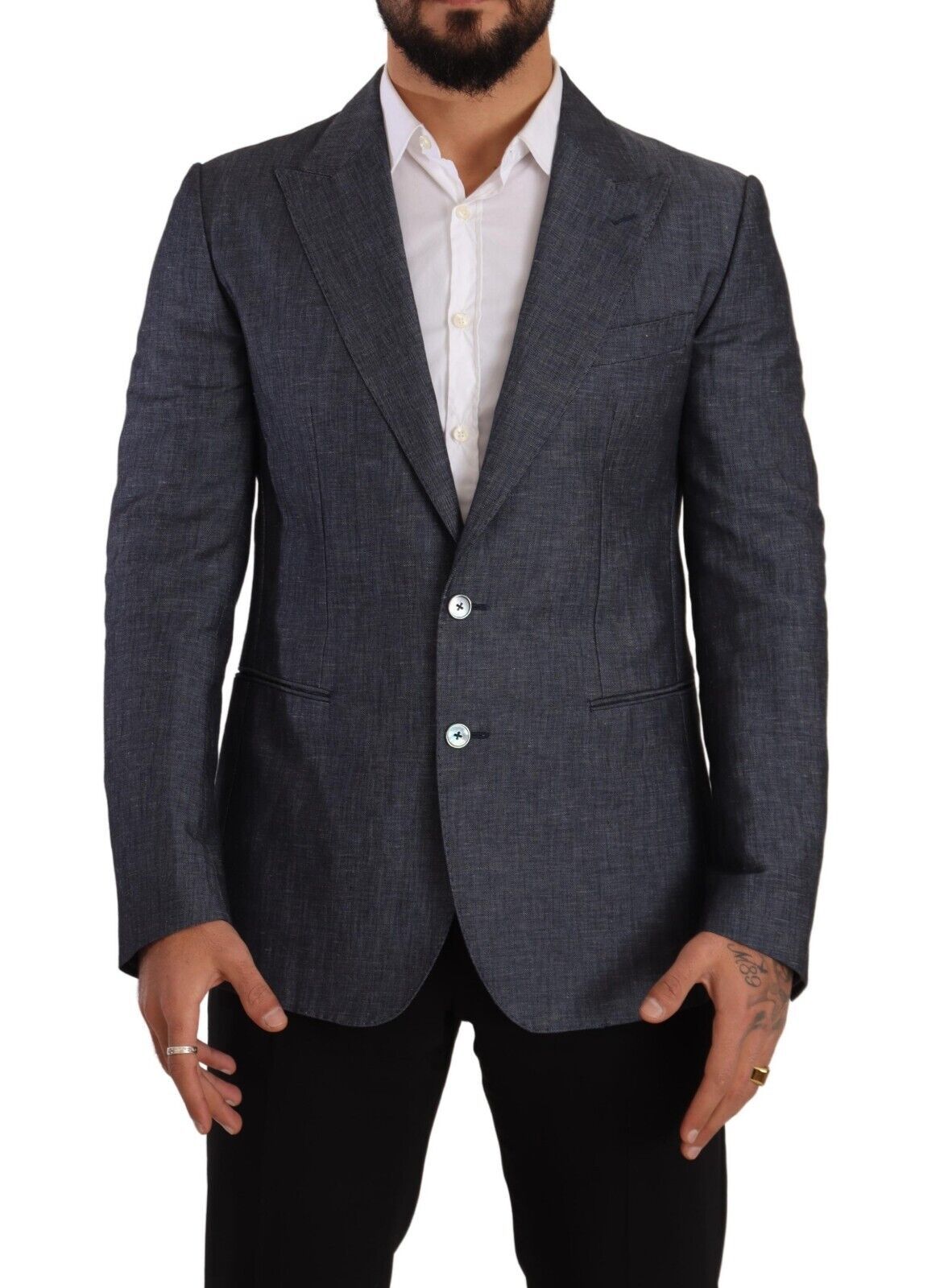 Dolce & Gabbana Blue Linen Cotton Jacket TAORMINA Men's Blazer