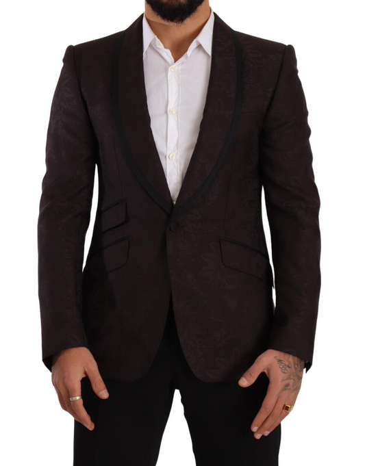 Dolce & Gabbana Purple Jacquard Single Breasted SICILIA Men's Blazer