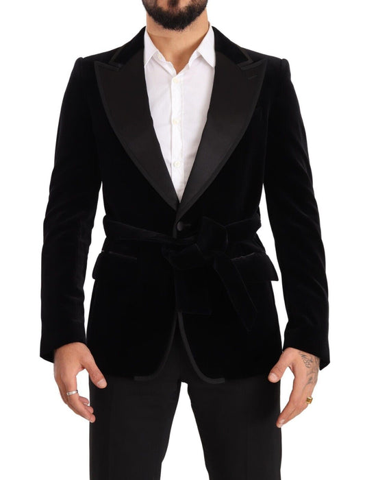 Dolce & Gabbana Black Velvet Single Breasted One Button Men's Blazer