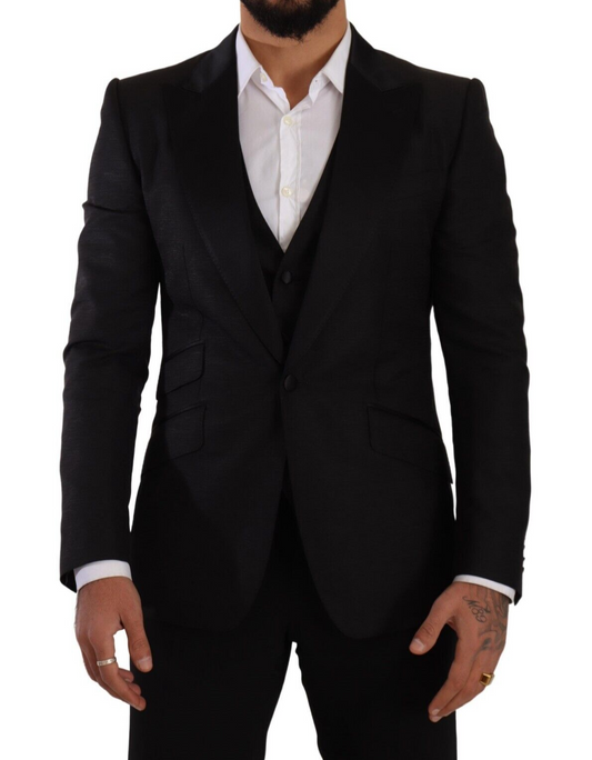 Dolce & Gabbana Black Slim Fit 2 Piece SICILIA Men's Blazer