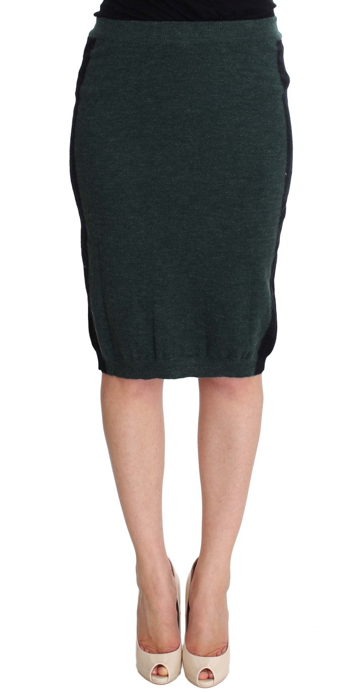 MILA SCH��N Green Wool Blend Pencil Women's Skirt