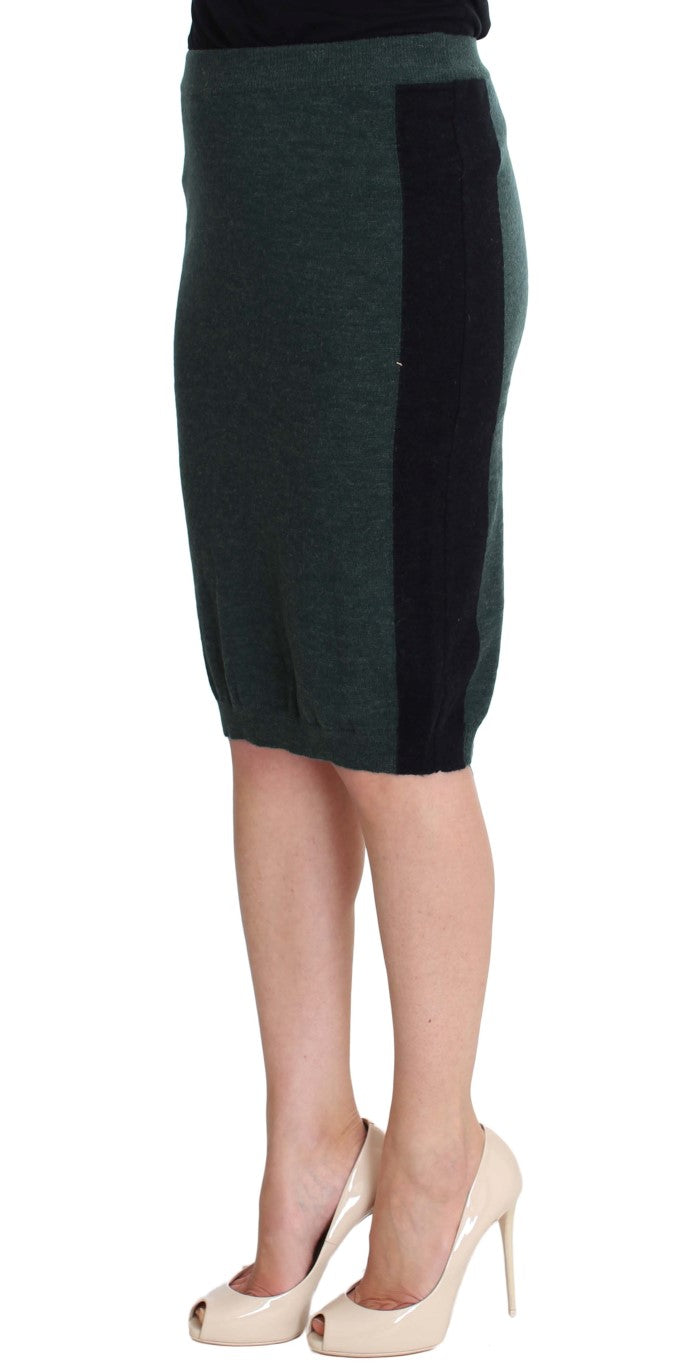 MILA SCH��N Green Wool Blend Pencil Women's Skirt