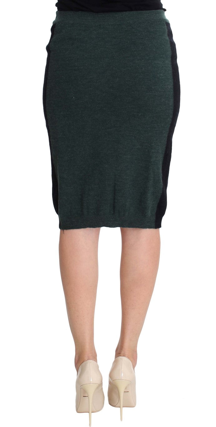 MILA SCH��N Green Wool Blend Pencil Women's Skirt