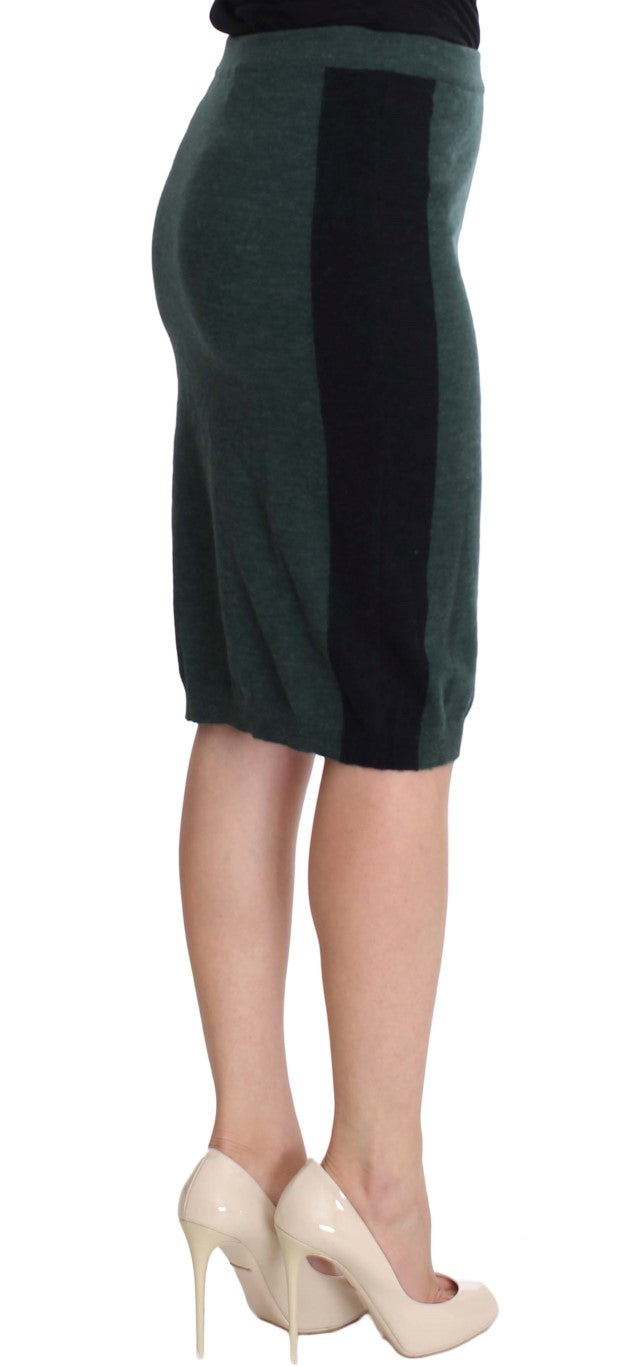 MILA SCH��N Green Wool Blend Pencil Women's Skirt