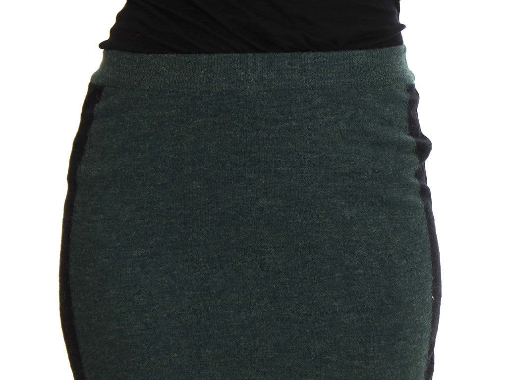 MILA SCH��N Green Wool Blend Pencil Women's Skirt