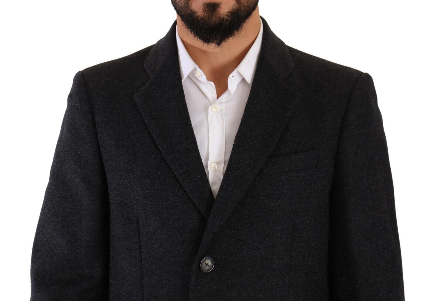 Dolce & Gabbana Dark Gray Wool Over Trench Coat Men Men's Jacket