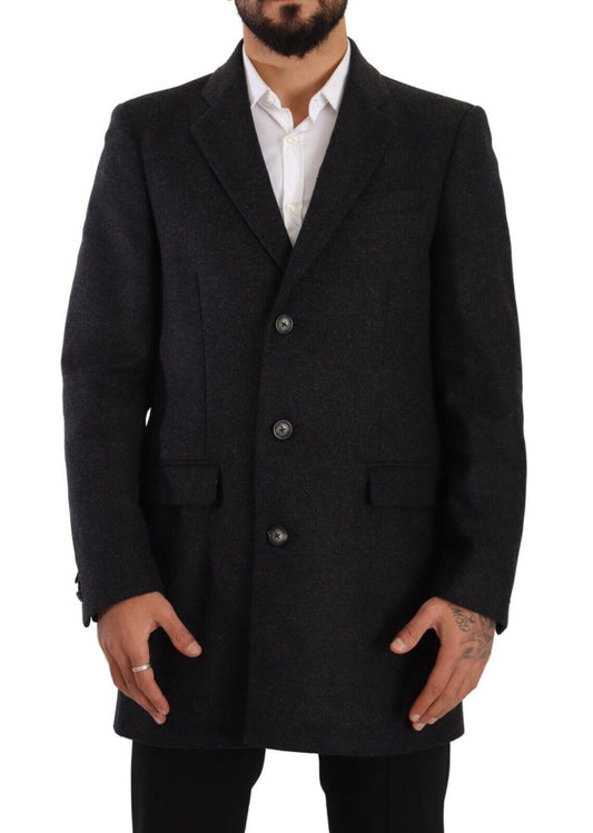 Dolce & Gabbana Dark Gray Wool Over Trench Coat Men Men's Jacket