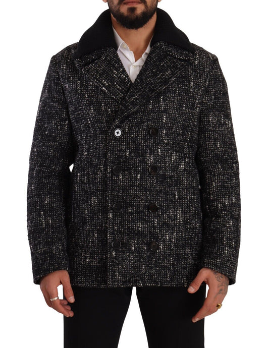 Dolce & Gabbana Black Wool Double Breasted Coat Men Men's Jacket