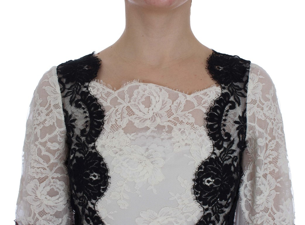 Dolce & Gabbana White Floral Lace Full Length Gown Women's Dress
