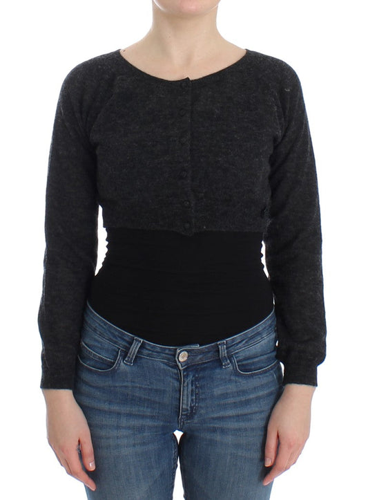 Ermanno Scervino Gray Knit Wool Cardigan Women's Sweater