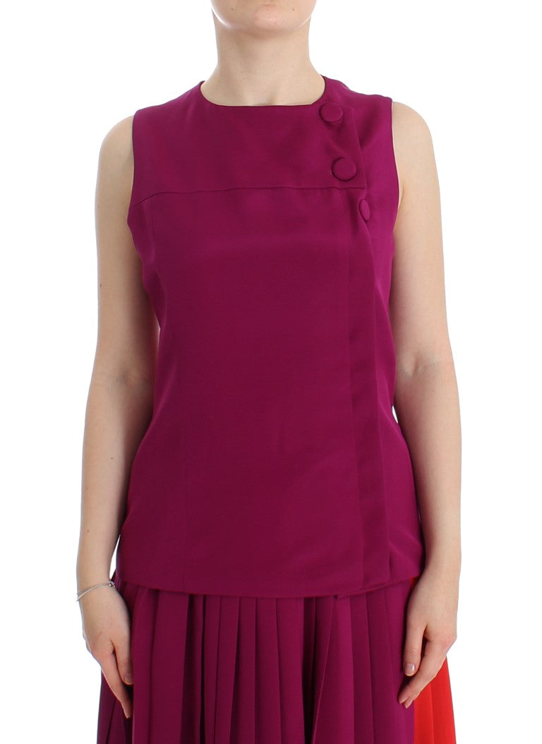 Barbara Casasola Purple Silk Sleeveless Blouse Women's Top
