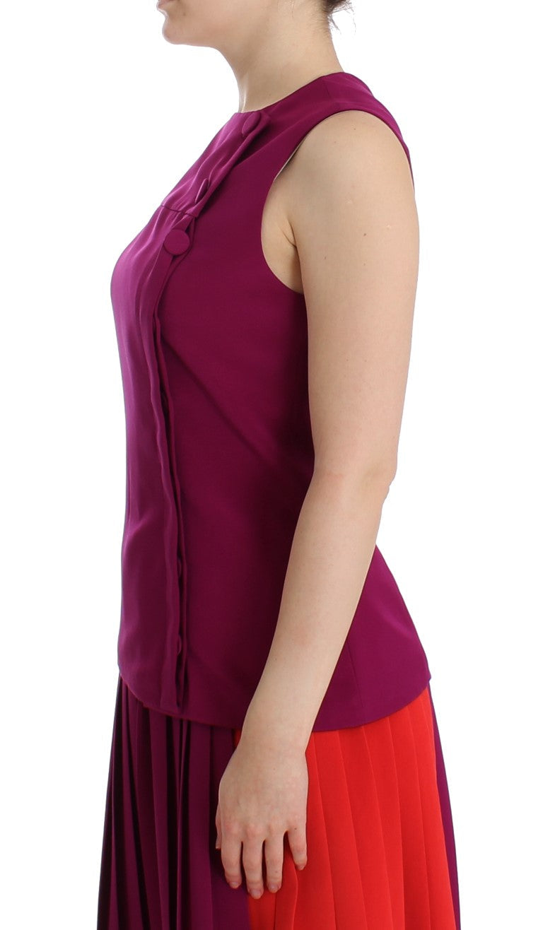 Barbara Casasola Purple Silk Sleeveless Blouse Women's Top