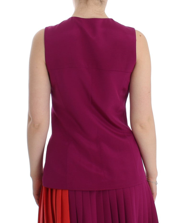 Barbara Casasola Purple Silk Sleeveless Blouse Women's Top