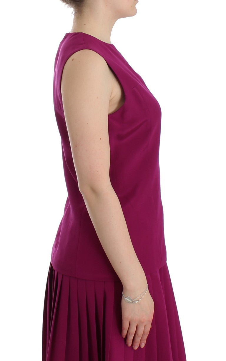 Barbara Casasola Purple Silk Sleeveless Blouse Women's Top