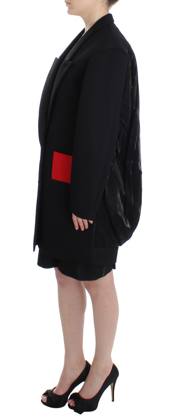 KAALE SUKTAE Black Coat Trench Long Draped Jacket Women's Blazer